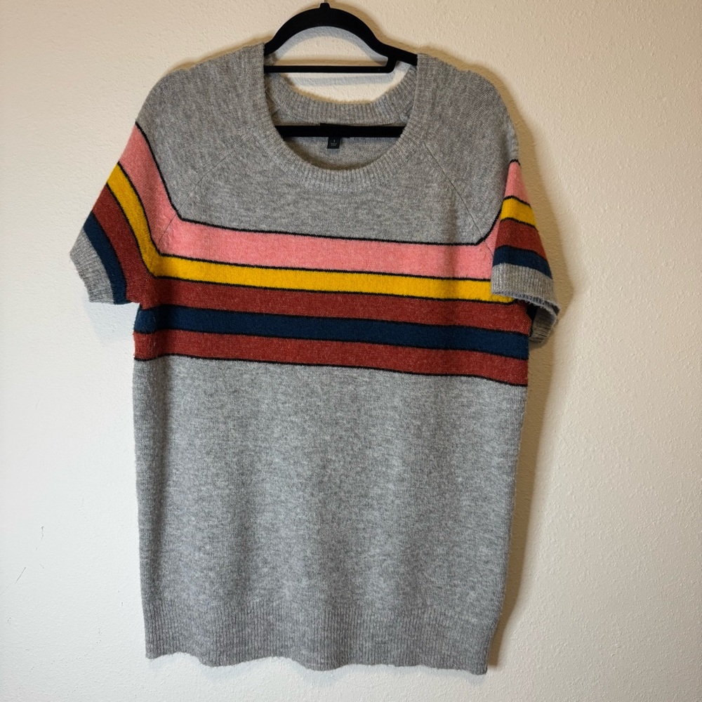 Torrid Grey short sleeve Sweater shirt with stripes 1X